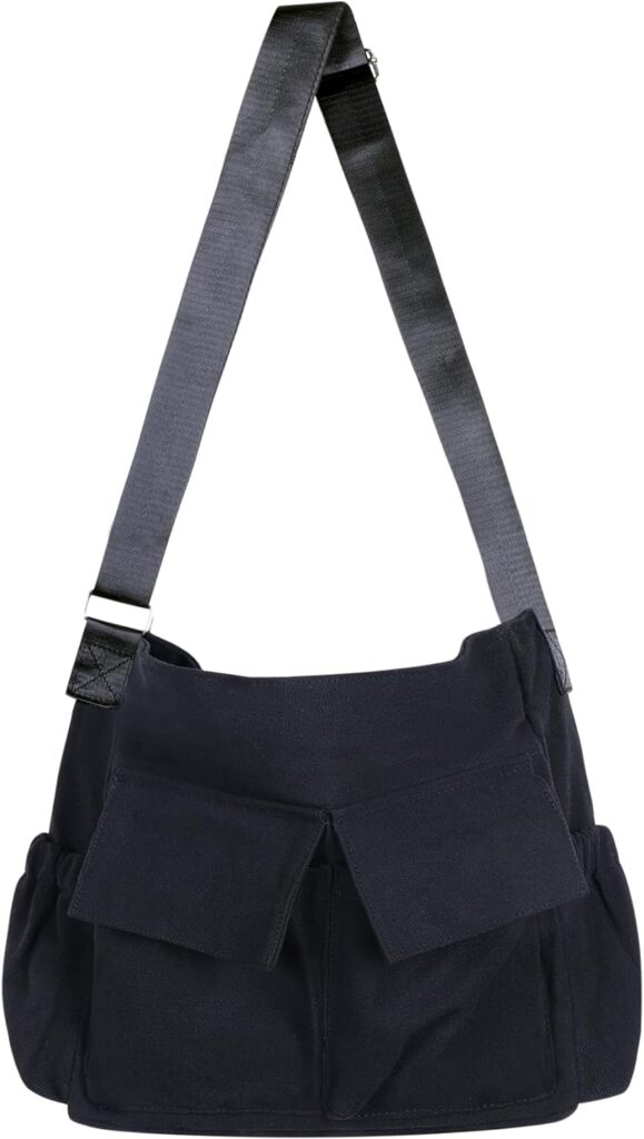 Canvas Messenger Bag Crossbody Shoulder Bag for Men Women Vintage Tote Laptop Bag Large Hobo Bag with Multiple Pockets