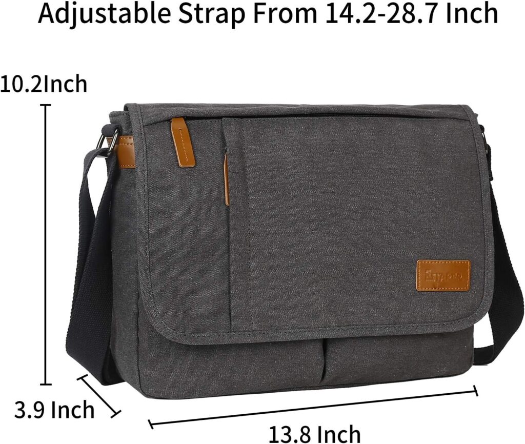 Estarer Messenger Bags for Men Women,13-14 Inch Laptop Water Resistant Shoulder Crossbody Bookbag Canvas Satchel