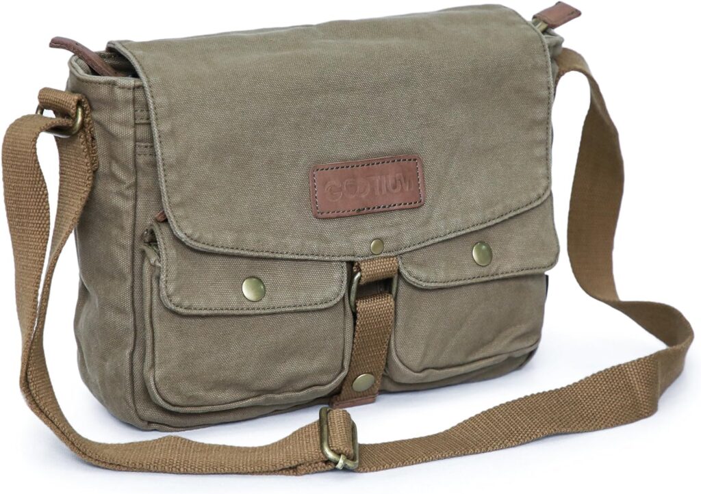 Gootium Canvas Messenger Bag - Vintage Crossbody Shoulder Bag Military Satchel