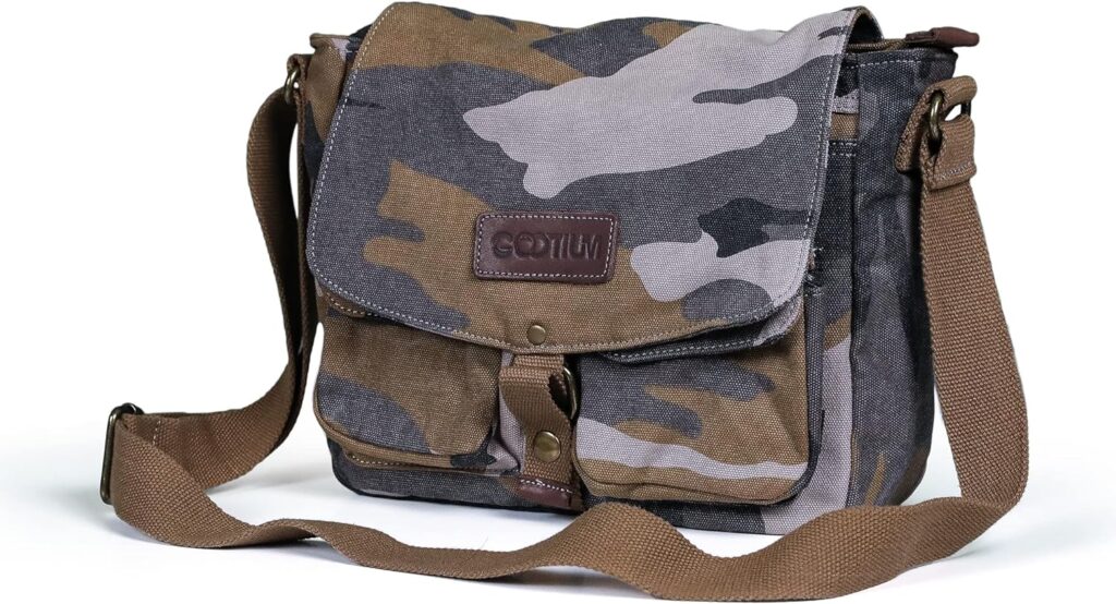 Gootium Canvas Messenger Bag - Vintage Crossbody Shoulder Bag Military Satchel