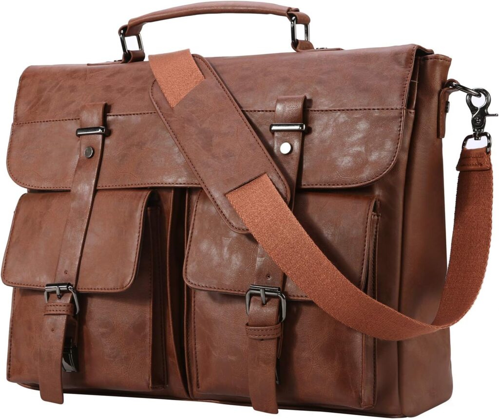 Leather Messenger Bag for Men,15.6 Inch Vintage Laptop Bag Briefcase Satchel