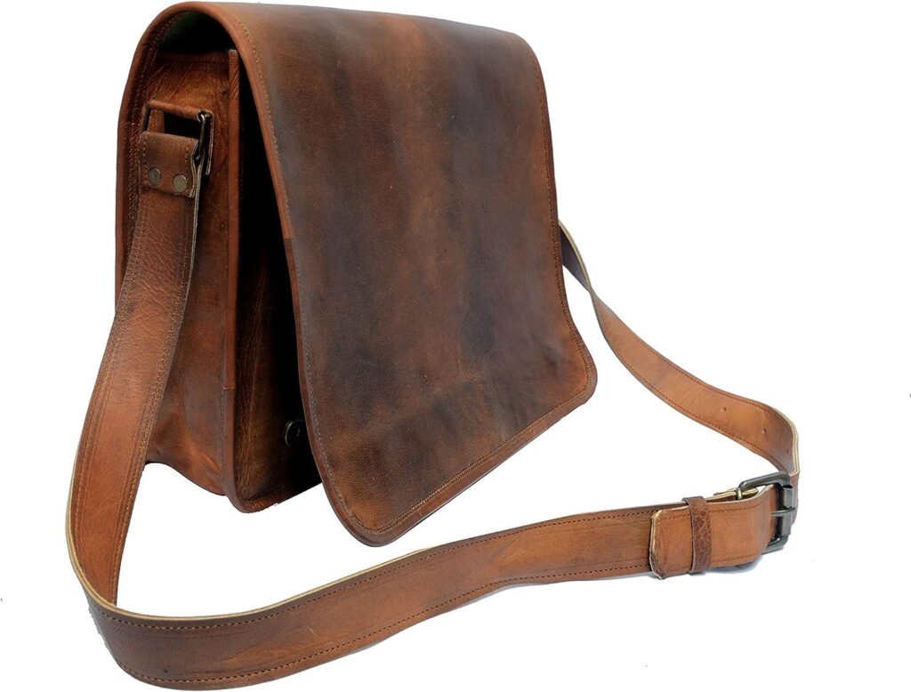 Leather Real Messenger Bag for Laptop Briefcase Satchel Men and Women Handmade Laptop Bag Satchel Bag Padded Messenger Bag