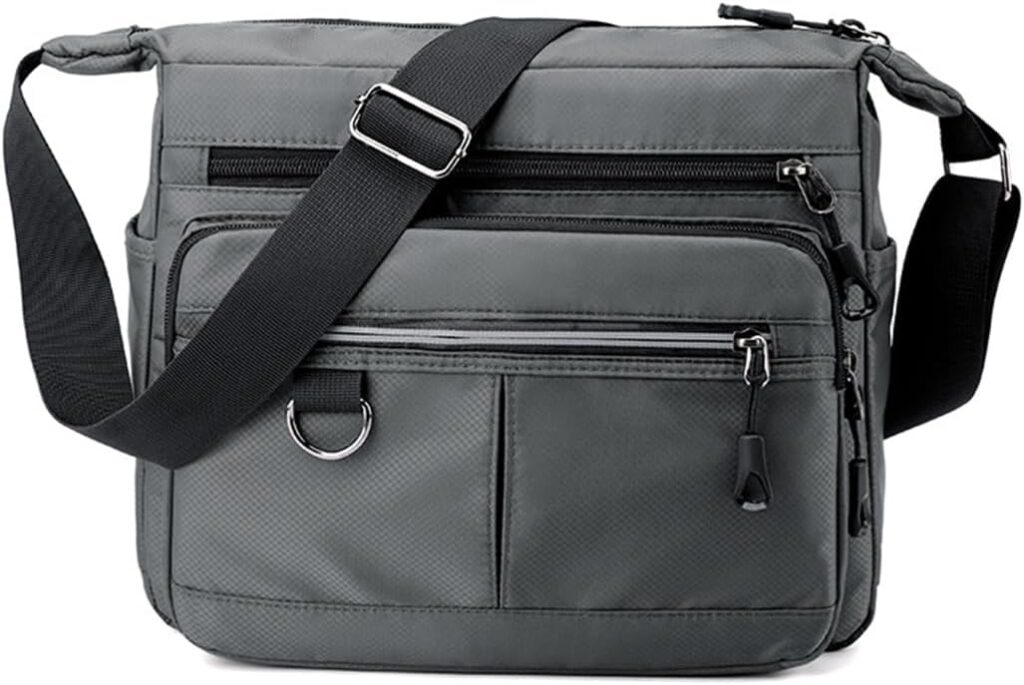 Lightweight Small Messenger Bag Black Canvas Crossbody Bag for Men Satchel Travel Shoulder Purse