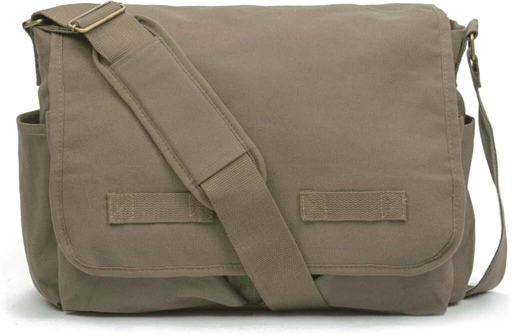 Sweetbriar Classic Vintage Messenger Bag - Original Heavyweight Cotton Canvas Shoulder Bag with Upgraded Features