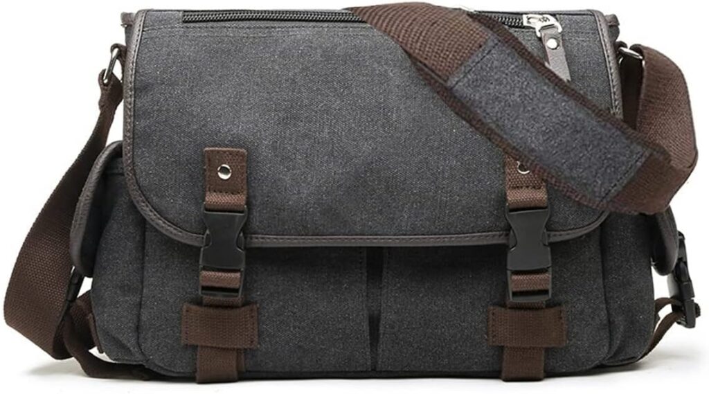 [Upgraded] Vintage Canvas Messenger Bag Large Book Laptop Shoulder Bag Women Men New